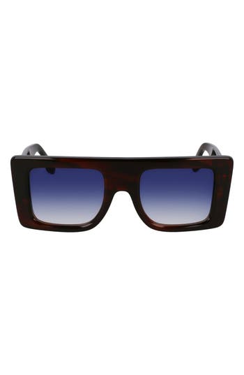 Victoria Beckham Vb Monogram 51mm Rectangular Sunglasses In Blue