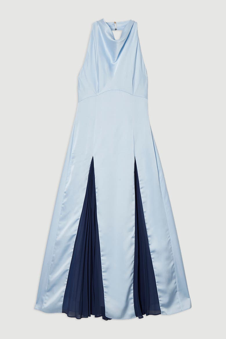 Woven Satin Maxi Dress, Alternate, color, Blue