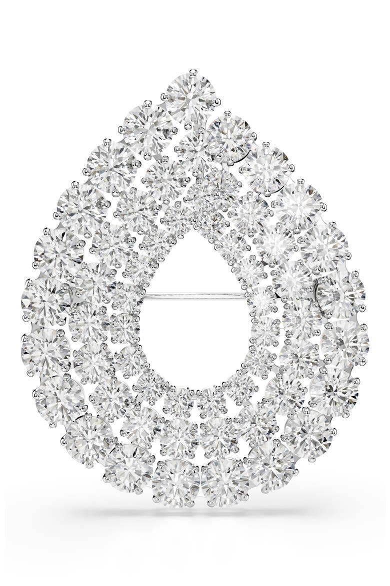 Matrix Swarovski Crystal Brooch, Main, color, WHITE
