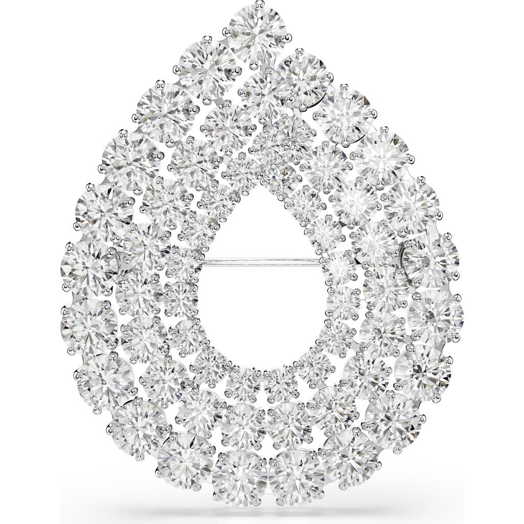 Swarovski Matrix Round Cut Crystal Brooch In White