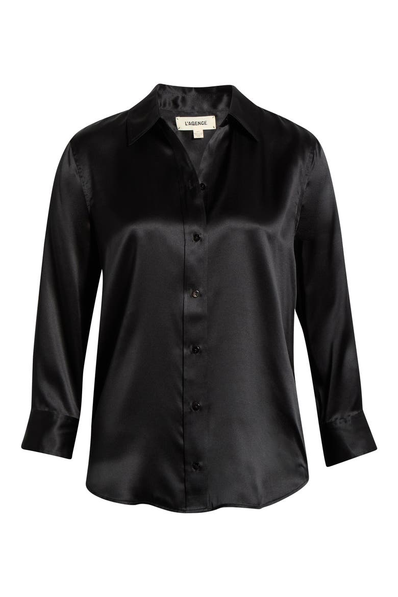 Dani Silk Charmeuse Blouse, Alternate, color, BLACK/BLACK