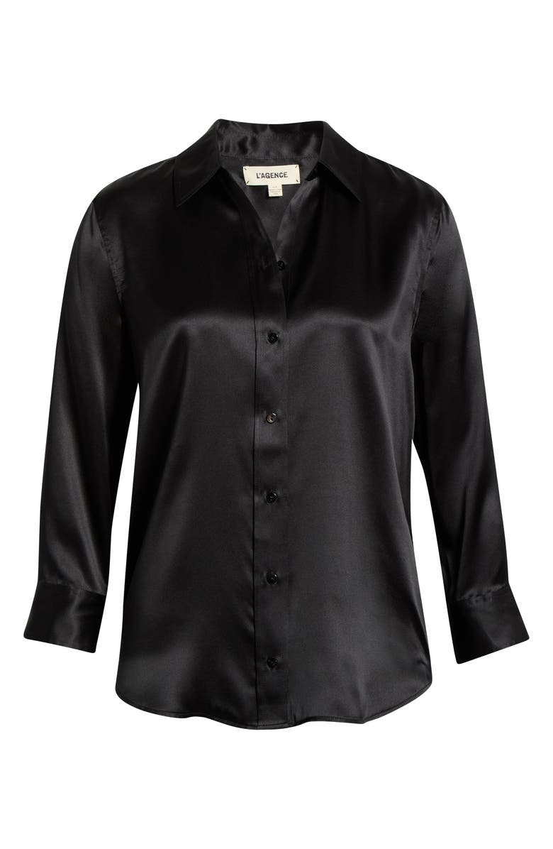 L'AGENCE Dani Silk Charmeuse Blouse, Alternate, color, Black/Black