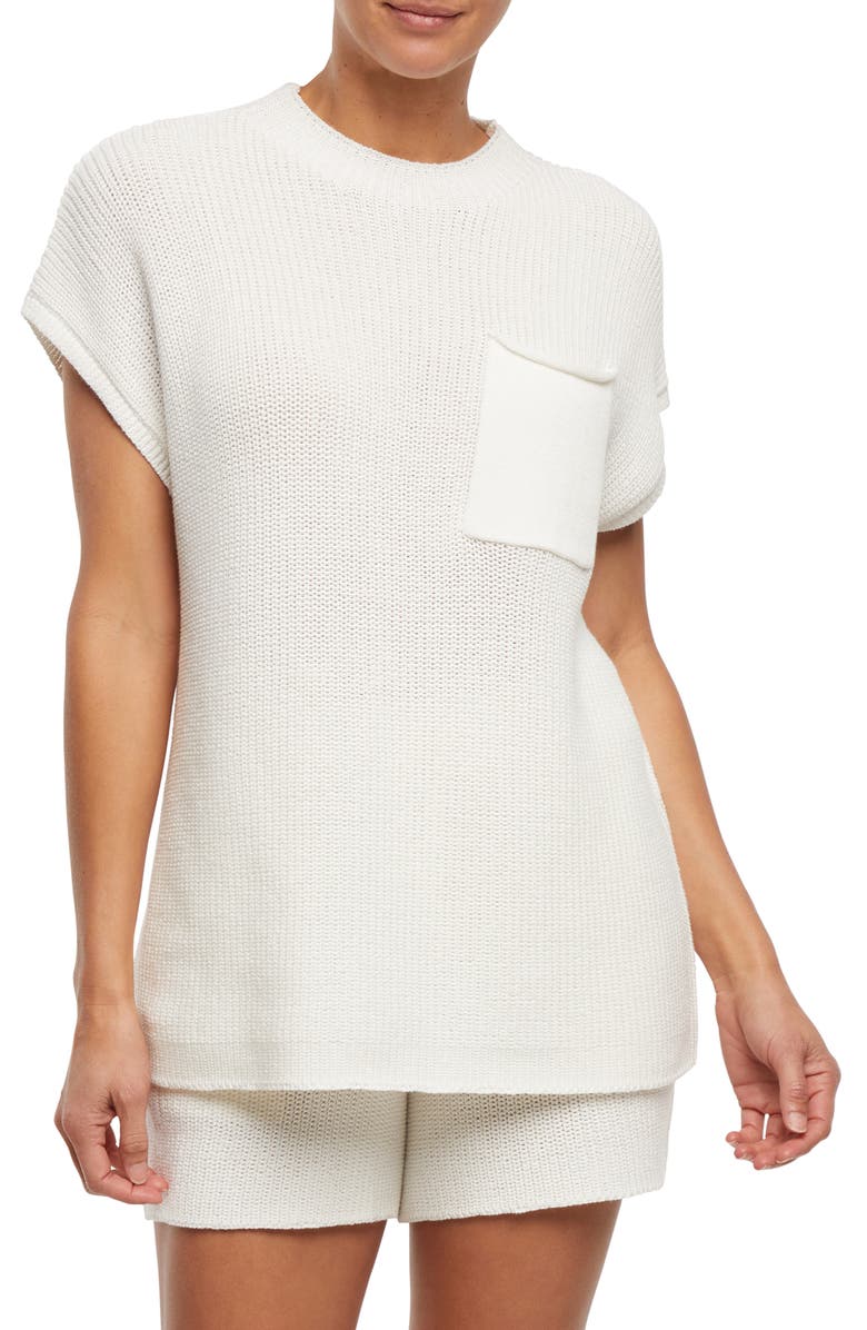 Three Dots Michaela Pocket Knit T-Shirt, Main, color, Sugar Swizzle