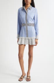 Ramy Brook Solana Long Sleeve Stripe Minidress