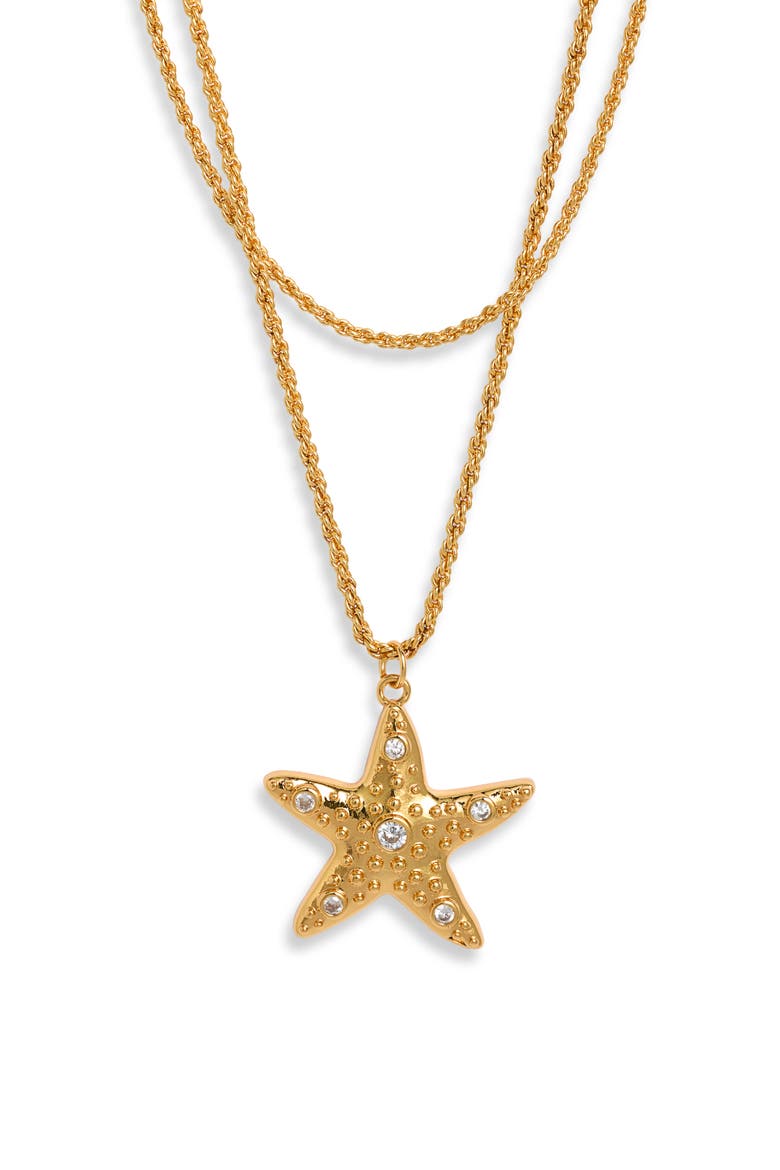 Sea Star Layered Pendant Necklace, Main, color, GOLD