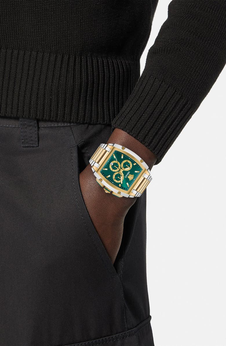 Versace Dominus Chronograph Bracelet Watch, 42mm x 50mm, Alternate, color, Two Tone