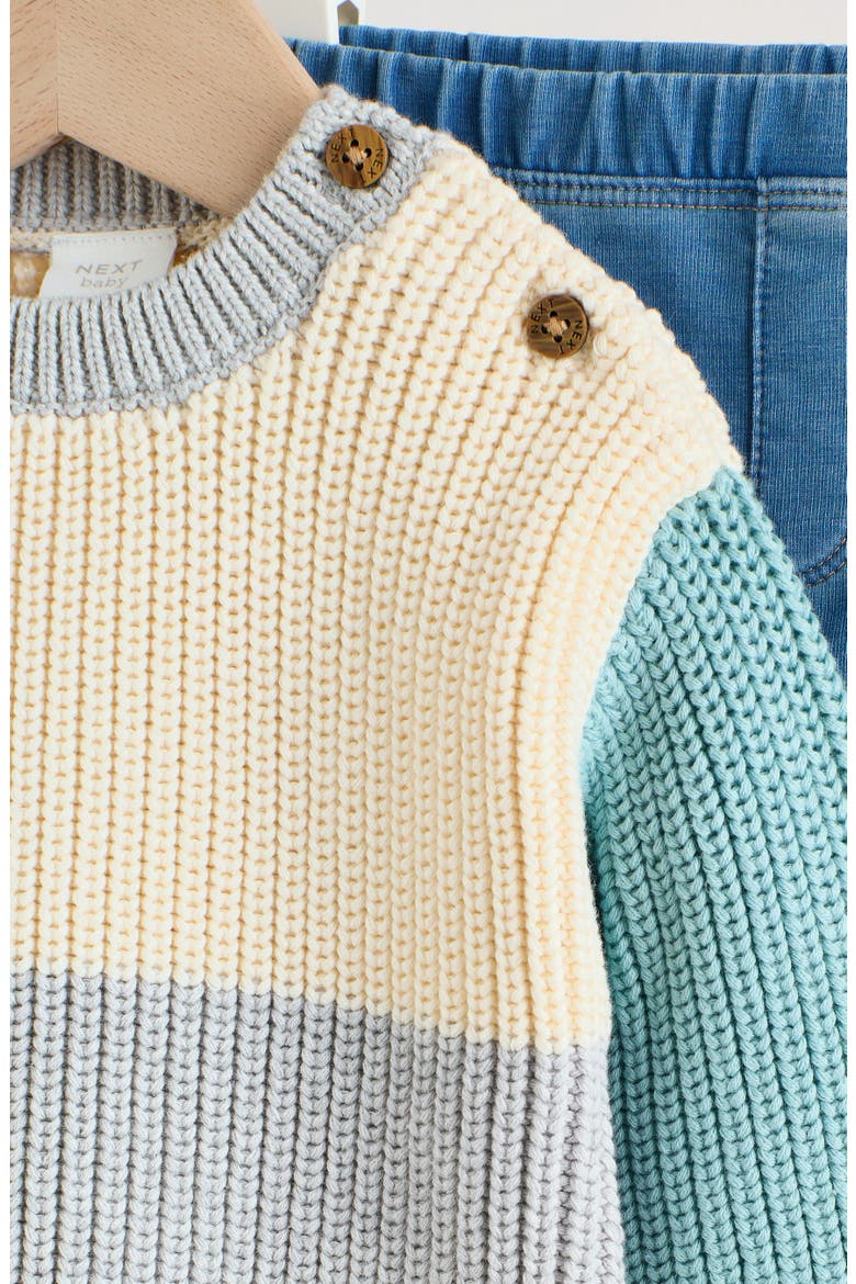 Colorblock Sweater & Leggings Set, Alternate, color, BLUE