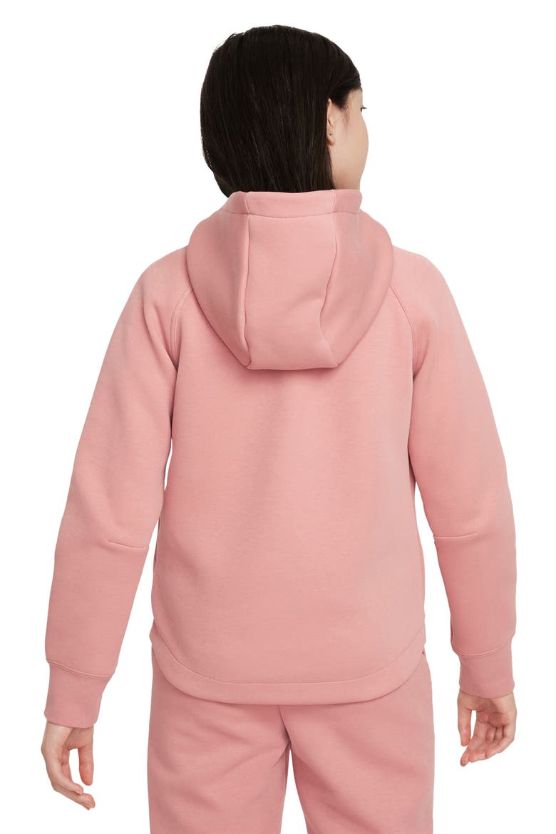 Kids' Tech Fleece Full Zip Hoodie, Alternate, color, RED STARDUST/ BLACK/ BLACK
