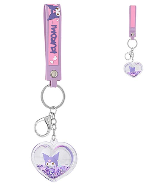 Hello Kitty Kuromi Purple Heart Liquid Keychain In Purple