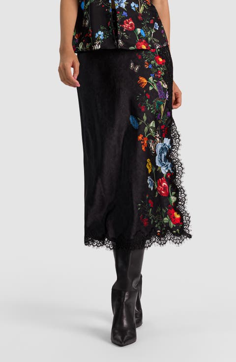 Maeve Lace Trim Midi Slip Skirt
