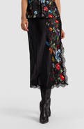 ALICE + OLIVIA Maeve Lace Trim Midi Slip Skirt