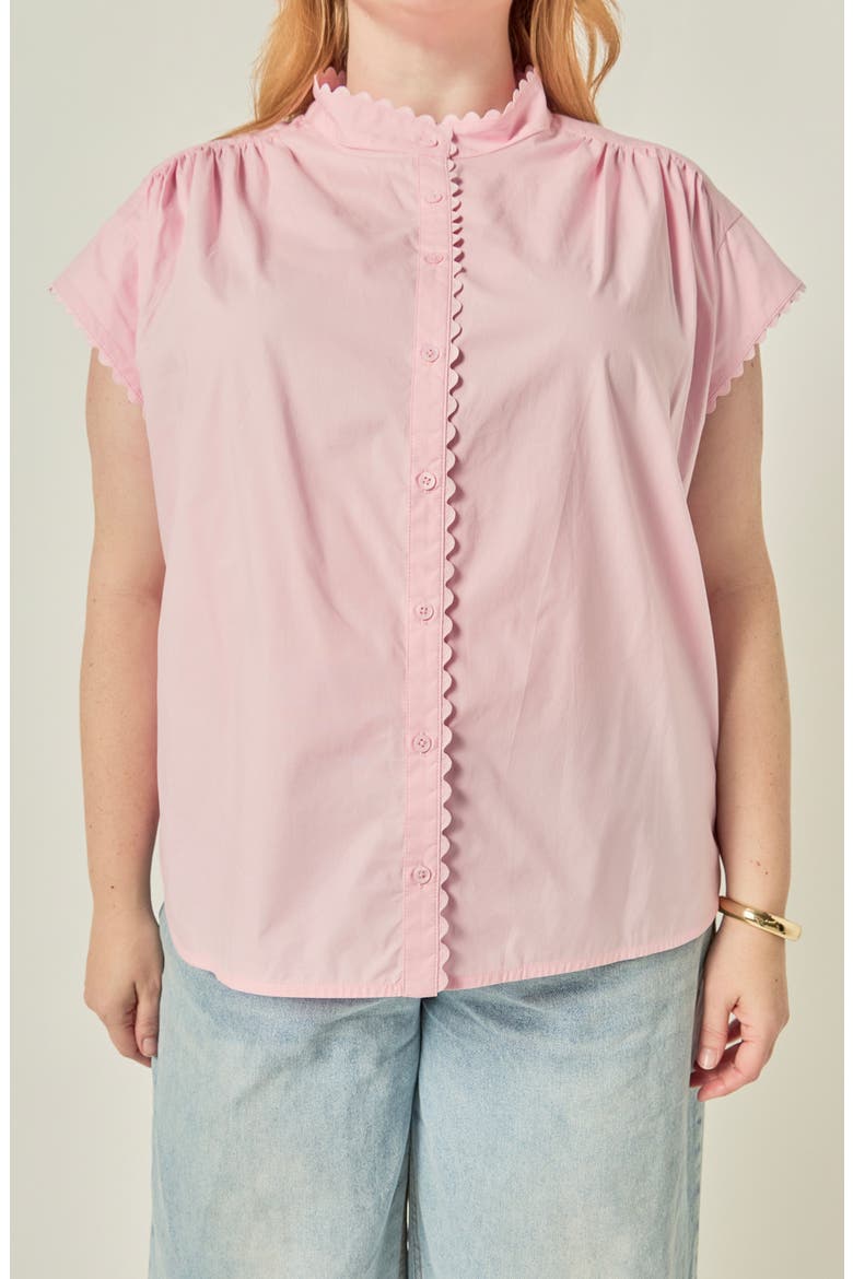 Ric-Rac Cotton Shirt, Alternate, color, PINK