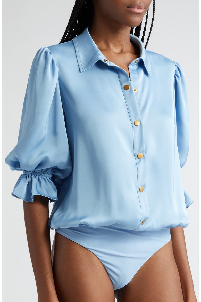 Dina Matte Satin Bodysuit, Alternate, color, BLUE QUARTZ