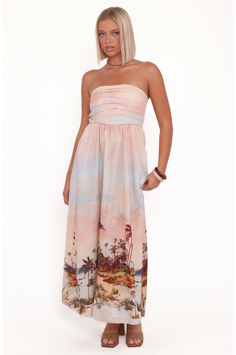 Marcia Strapless Dress, Alternate, color, SUNSET PRINT