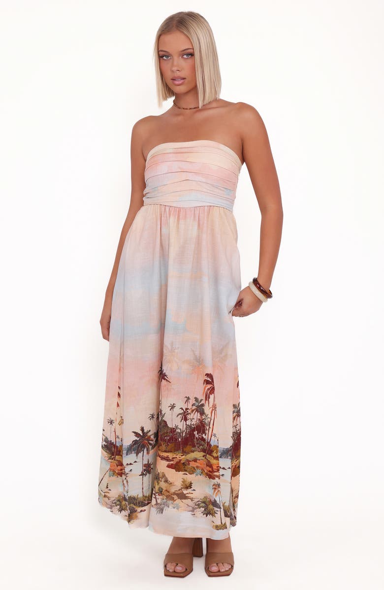 Petal & Pup Marcia Strapless Dress, Alternate, color, Sunset Print