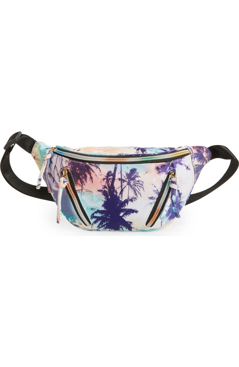 Yoki Bags Palm Print Canvas Belt Bag, Main, color,