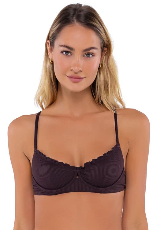 B Swim Lyra Bikini Swimsuit Top In Java Flat Rib