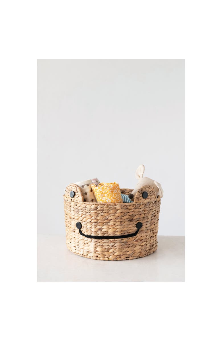 Storied Home Hand-Woven Water Hyacinth Frog Basket, Alternate, color,