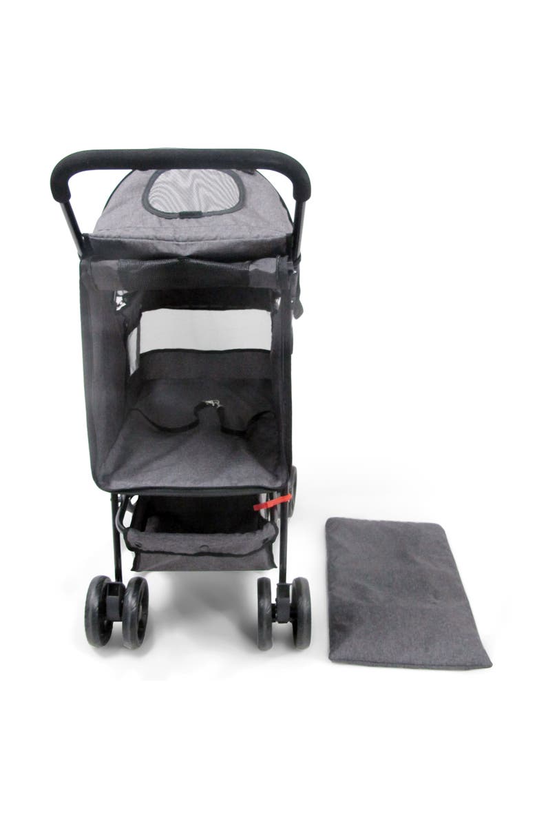 Edupet Pet Stroller Grey & Black 33 Lb Capacity Includes Storage Basket, Alternate, color, Black