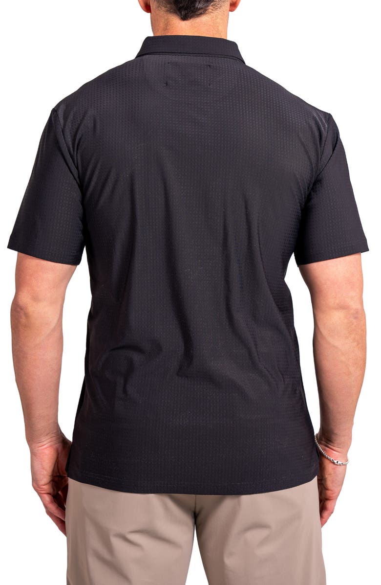 Maceoo Geo Pattern Stretch Nylon Polo, Alternate, color, Black