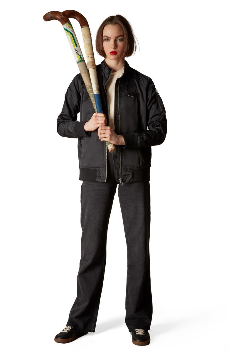 Members Only Women's Satin Bomber Jacket, Alternate, color, Black