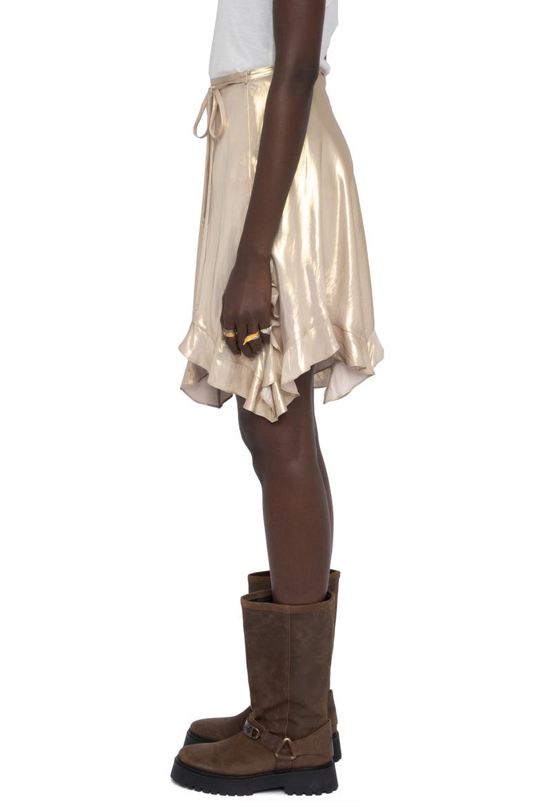 Jetos Asymmetric Metallic Satin Skirt, Alternate, color, GOLD