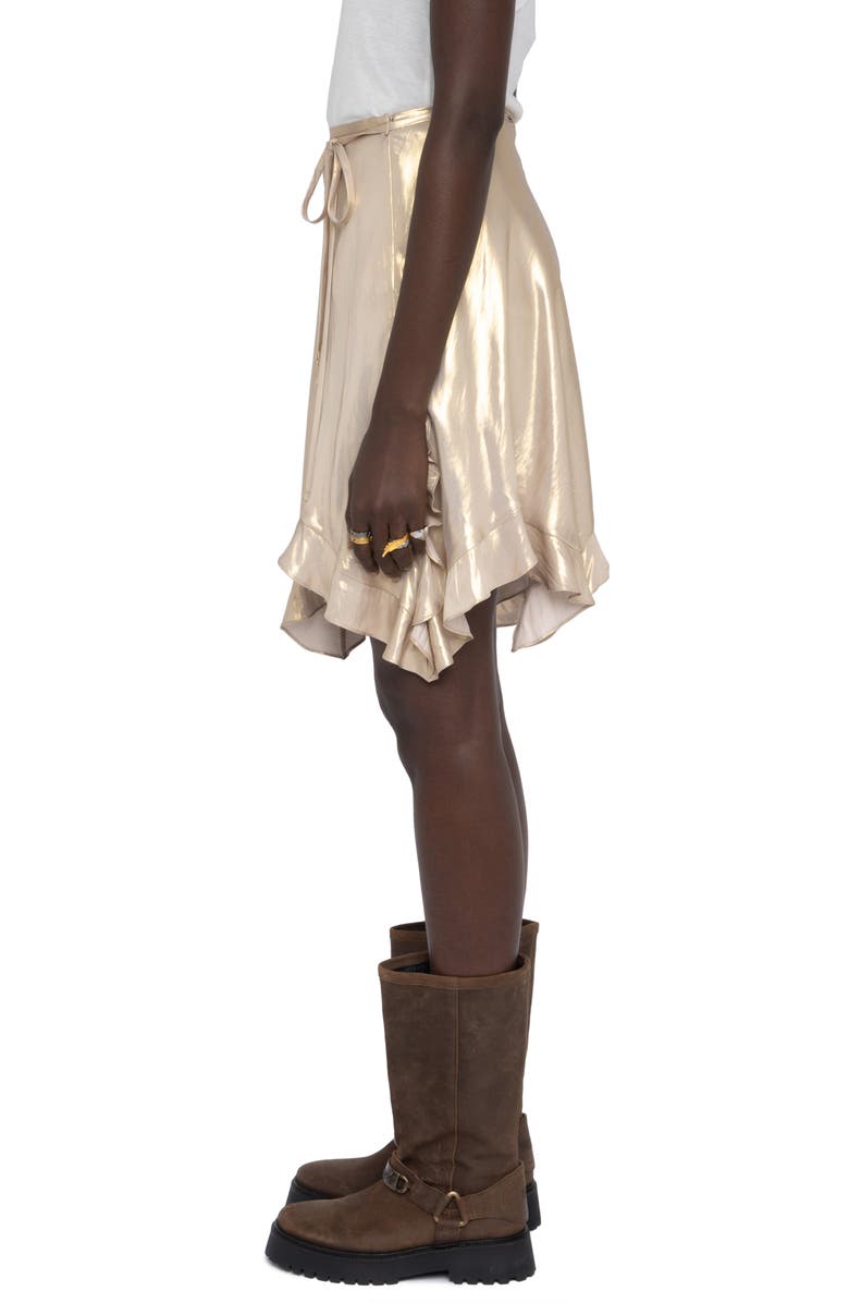 Zadig & Voltaire Jetos Asymmetric Metallic Satin Skirt, Alternate, color, Gold