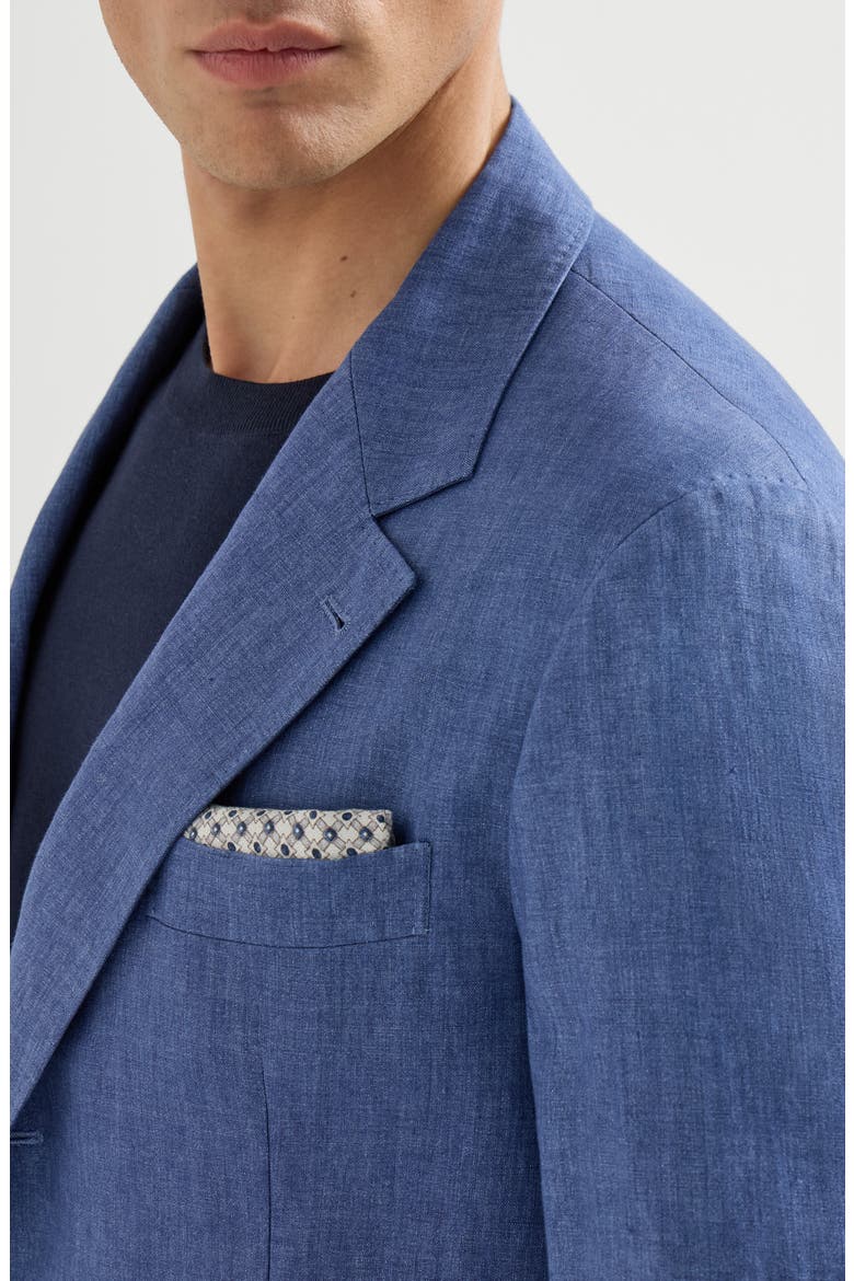 Linen unconstructed blazer, Alternate, color, Denim