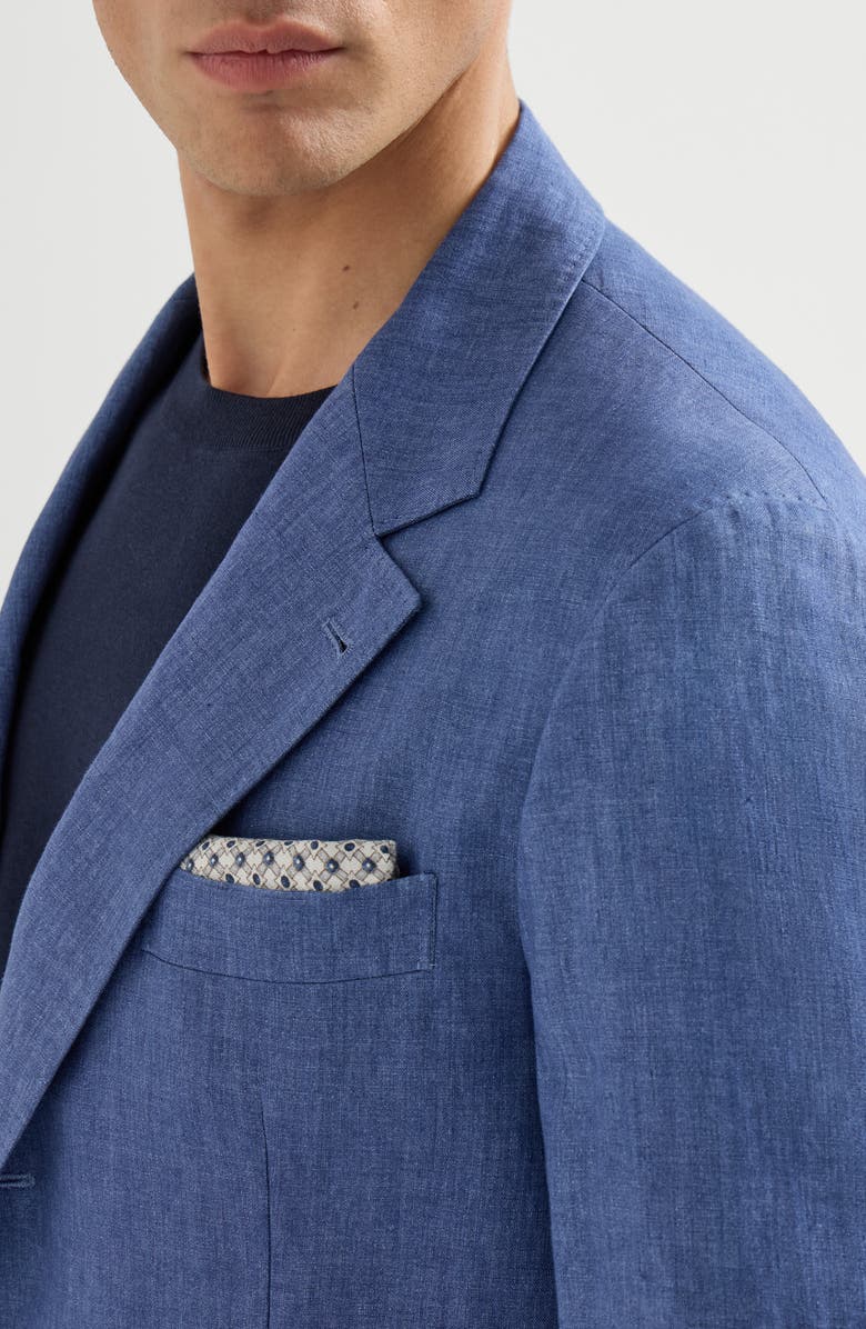 Brunello Cucinelli Linen unconstructed blazer, Alternate, color, Denim