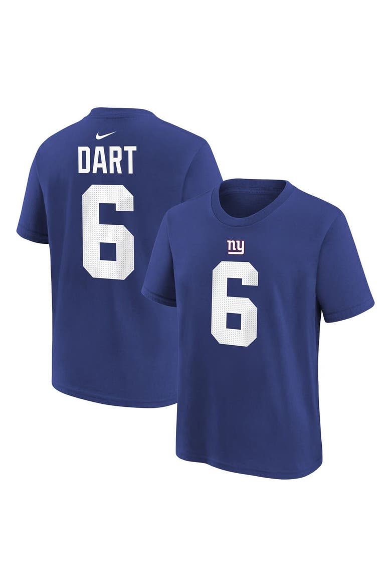 Youth Nike Jaxson Dart Royal New York Giants Name & Number T-Shirt, Main, color, Royal