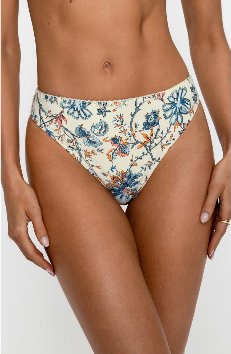 PS by Cupshe Floral Mid-Rise Bikini Bottom, Alternate, color, Beige