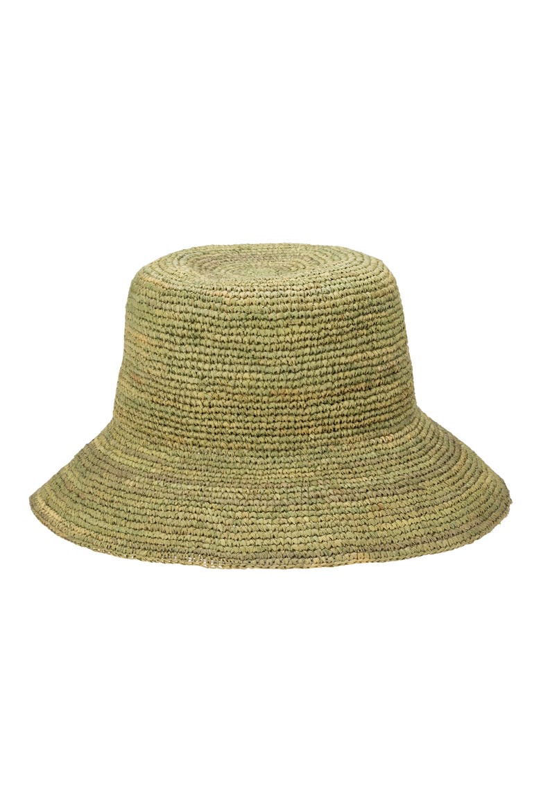 Weekend Straw Bucket Hat, Main, color, GREEN