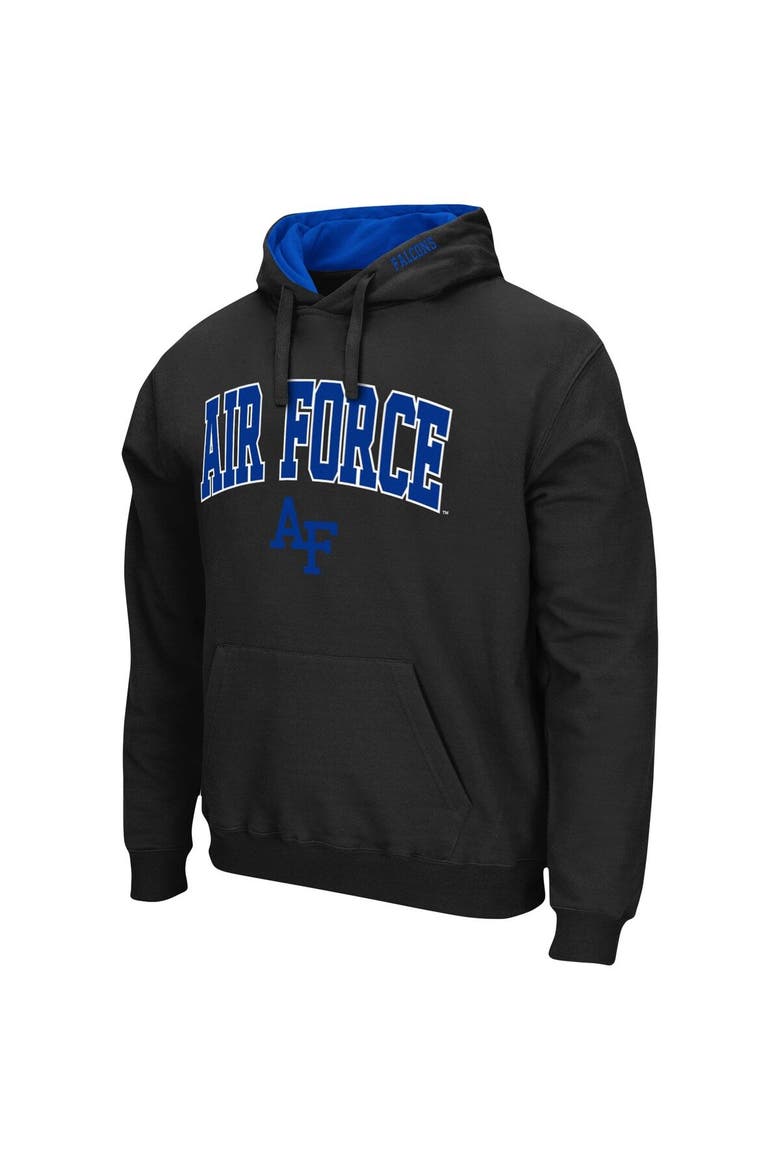 Men's Colosseum Black Air Force Falcons Arch & Logo 3.0 Pullover Hoodie, Alternate, color, Black