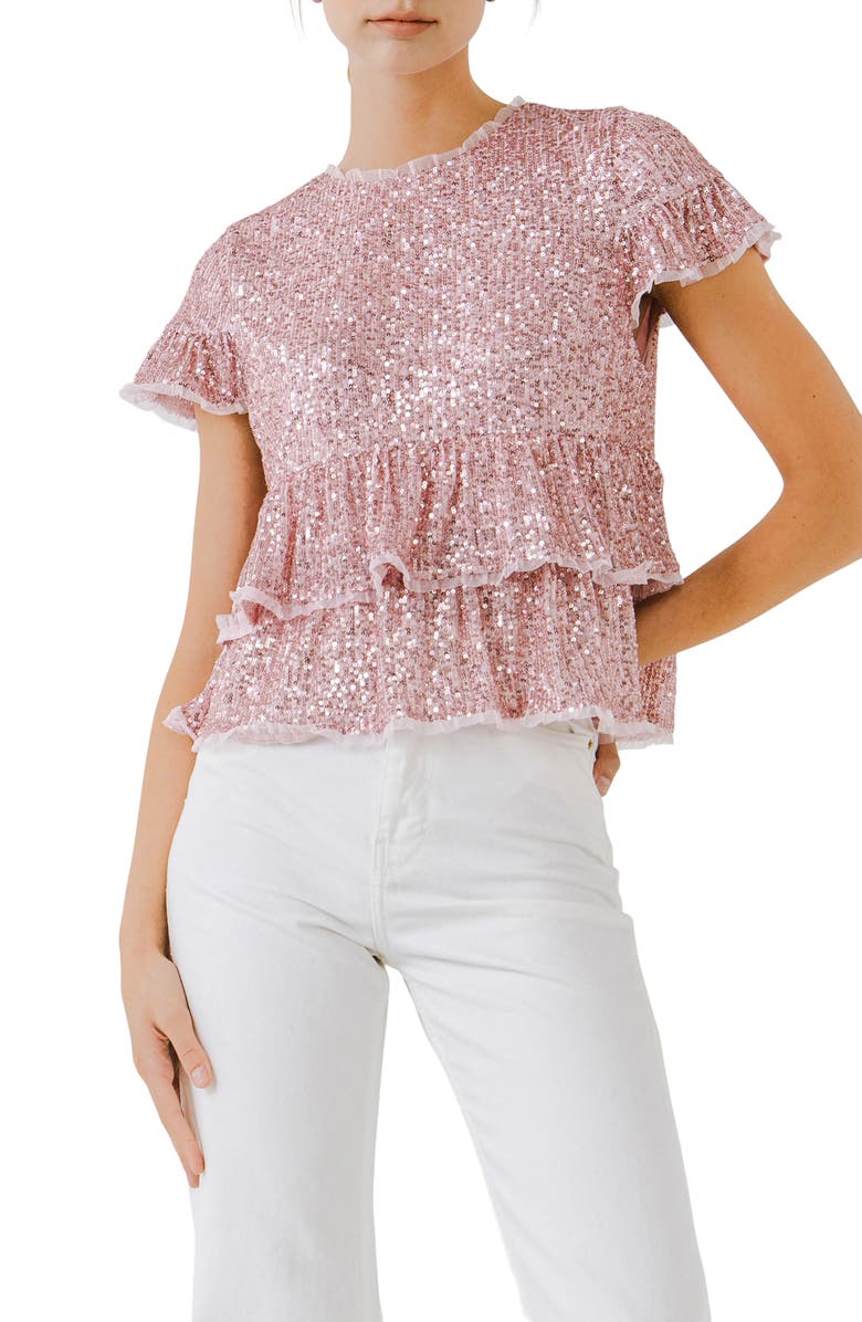 Endless Rose Sequin Babydoll Top, Main, color, Pink