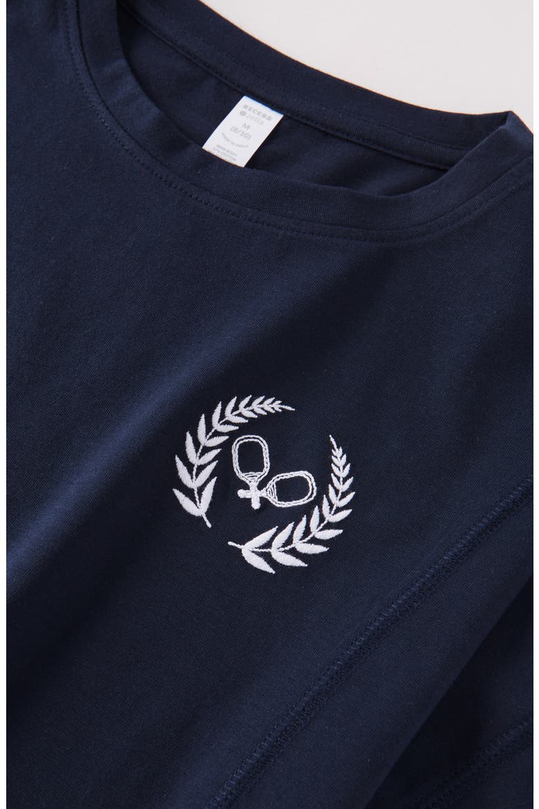 Kids' Lucky Embroidered Boxy T-Shirt, Alternate, color, NAVY SAPPHIRE