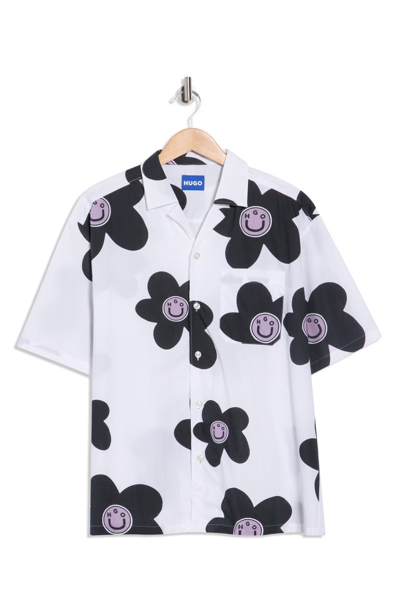 BOSS Eligino Camp Shirt, Alternate, color, White