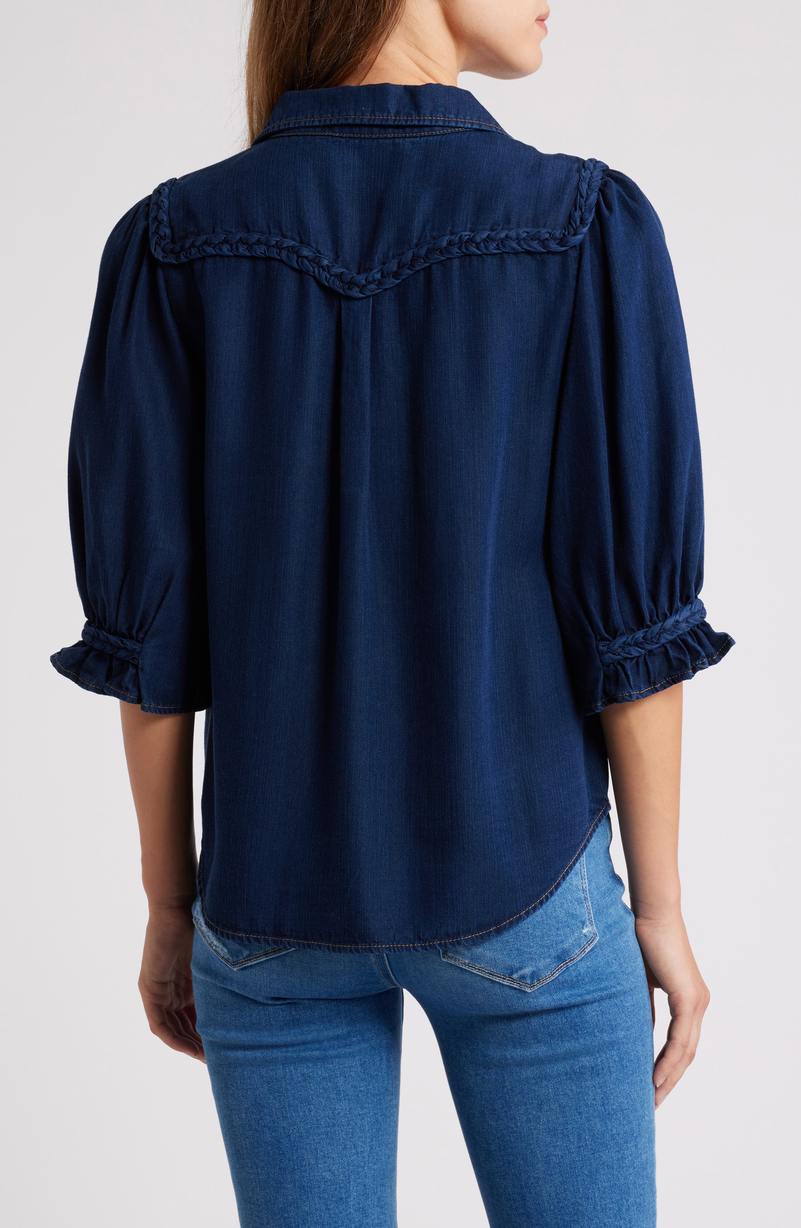 Blouson Sleeve Western Button-Up Shirt - image 2