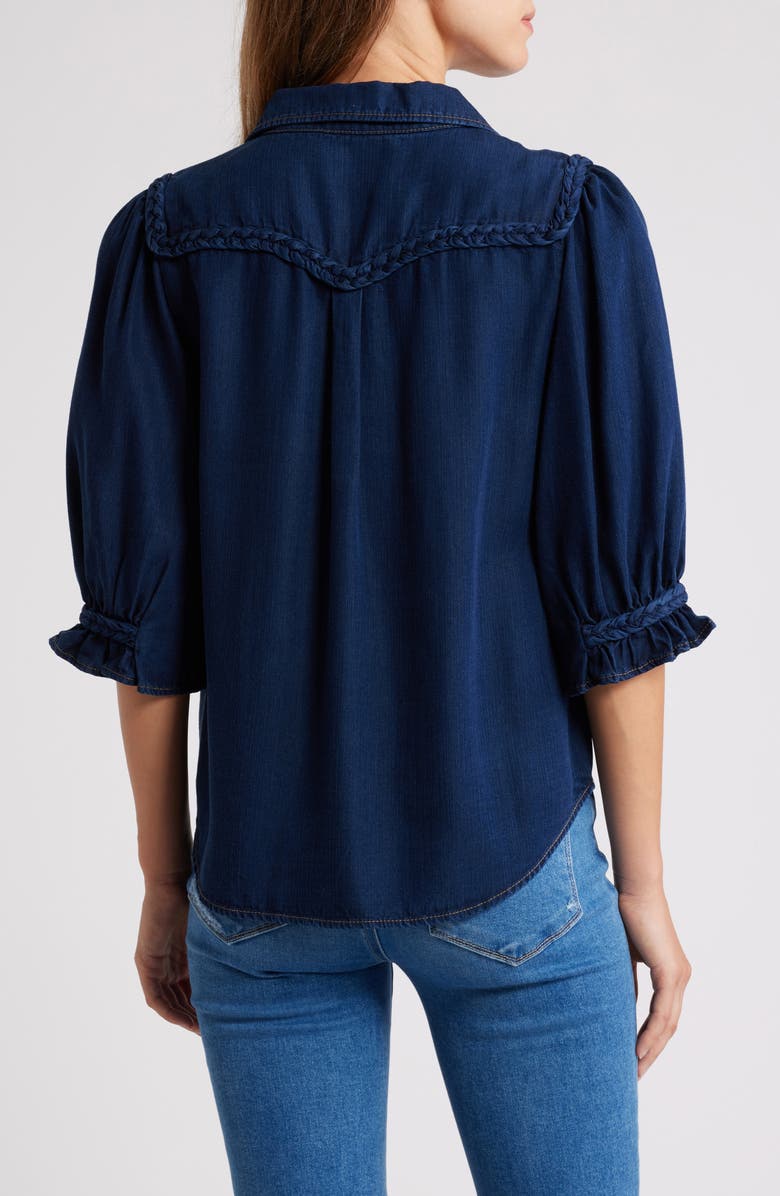 Wit & Wisdom Blouson Sleeve Western Button-Up Shirt, Alternate, color, 