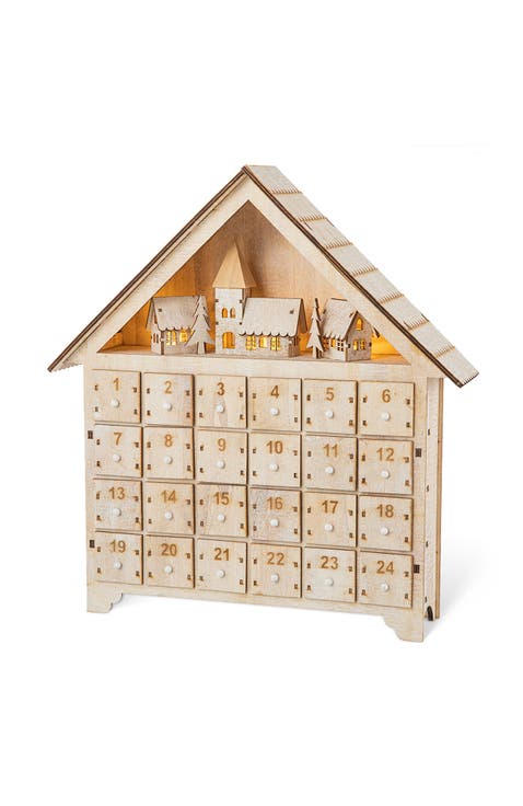 Christmas Lighted Wooden Village Advent Countdown Calendar