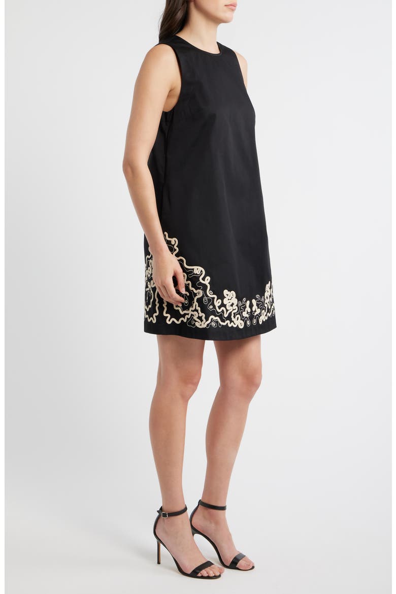 Sleeveless Embroidered Hem Cotton Dress, Alternate, color, BLACK