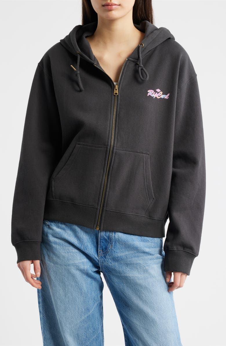 Rip Curl Lay Day Relaxed Cotton Blend Hoodie, Alternate, color, Washed Black