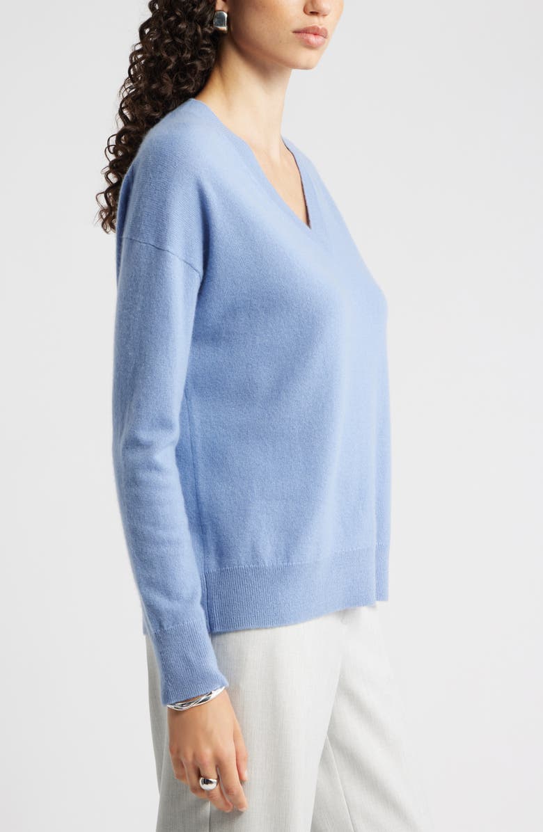 Nordstrom V-Neck Cashmere Sweater, Alternate, color, Blue Bel Air
