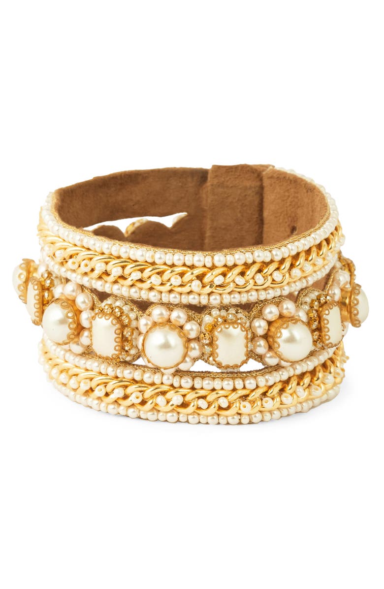 Deepa Gurnani Levina Cuff Bracelet, Main, color, Gold