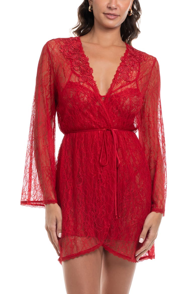 Cassie Lace Wrap Robe, Main, color, BRIGHT RED