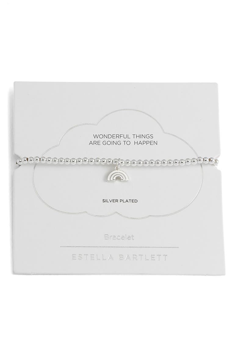 Rainbow Sienna Beaded Stretch Bracelet, Main, color, SILVER