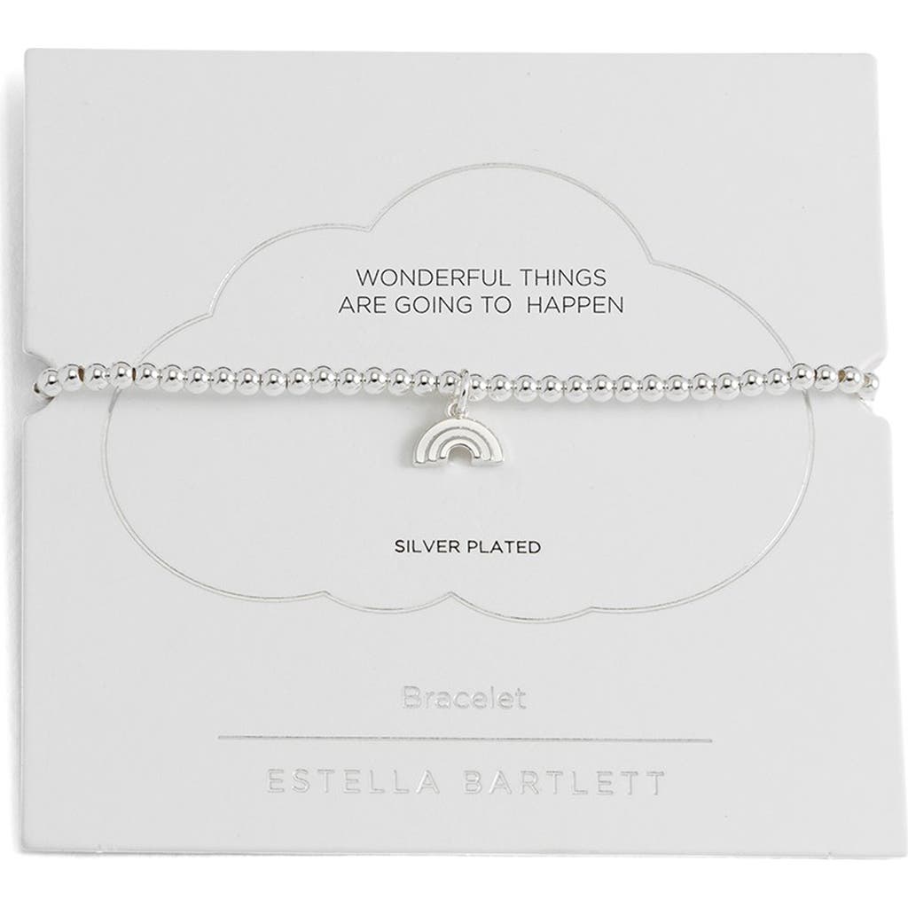 Estella Bartlett Rainbow Sienna Beaded Stretch Bracelet In Silver