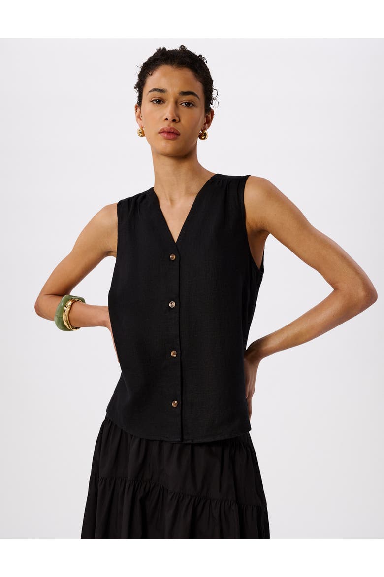 Laura Linen Tank, Main, color, Black