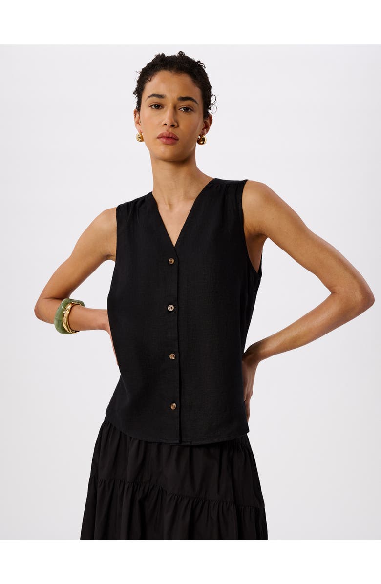 Whistles Laura Linen Tank, Main, color, Black