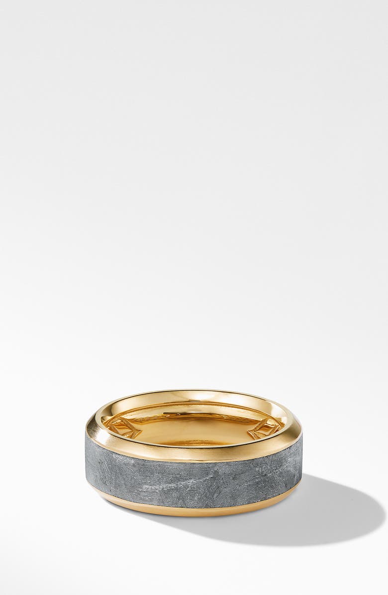 David Yurman Beveled Band in Grey Titanium and 18K Yellow Gold, Main, color, 
