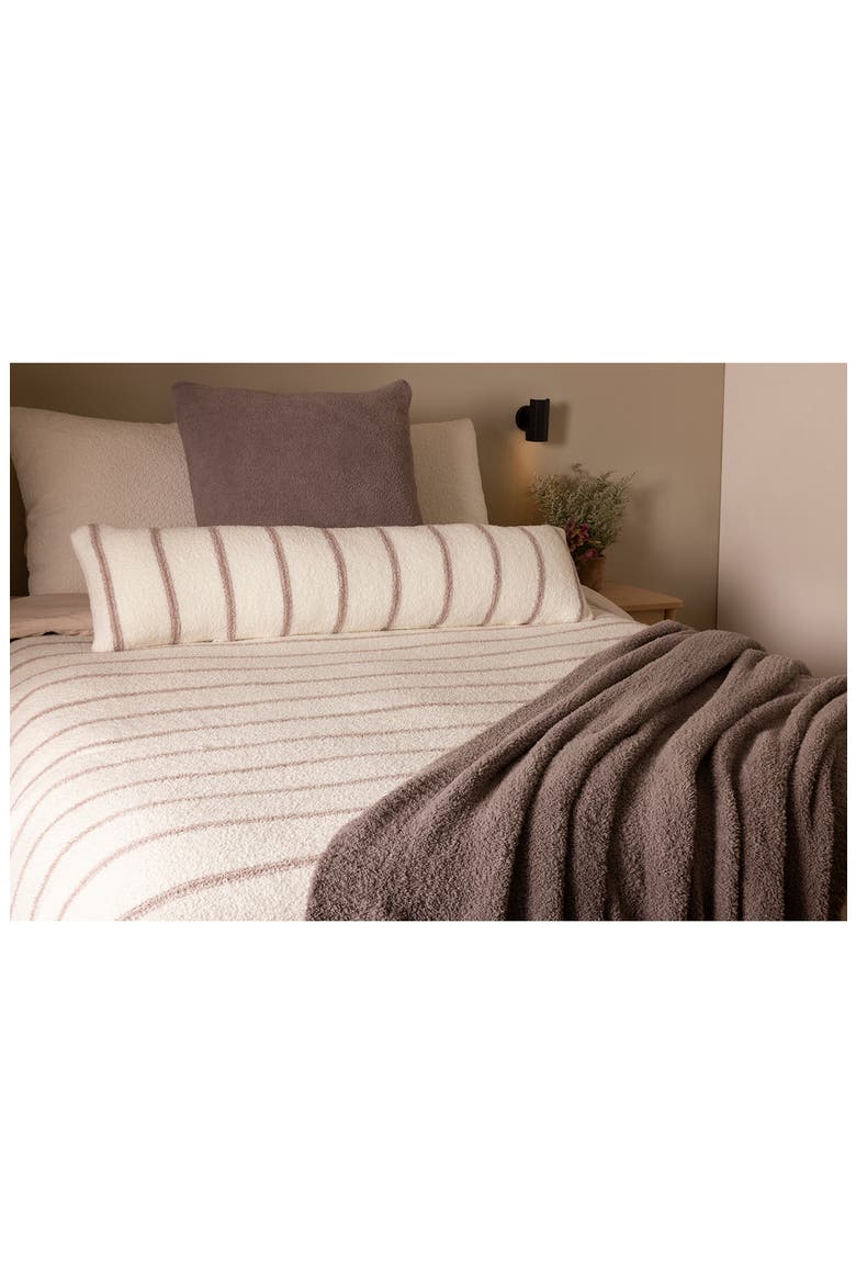 CozyChic® Pinstripe Jacquard Lumbar Pillow, Alternate, color, PEARL-TAUPE